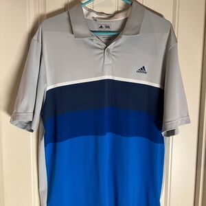 Adidas Men's Gray and Blue Polo Shirt